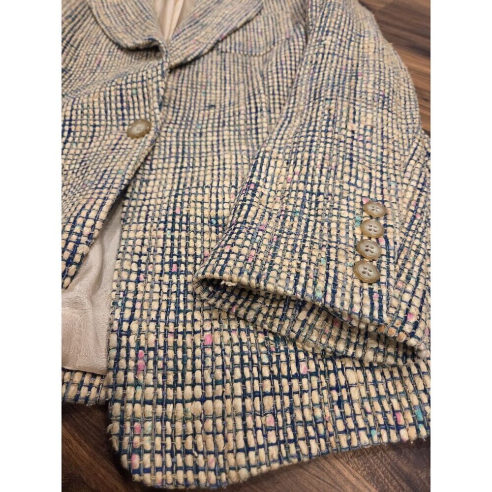 Barrie Pace Silk Tweed Blazer Women’s Size 12 Fits 8/10 Woven Jacket Made USA - Picture 5 of 13
